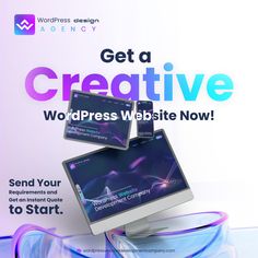 an advertisement for the wordpress website with glasses on top of it and text that reads get a creative wordpress website now