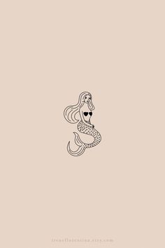 a drawing of a mermaid with sunglasses on it's head and her tail in the air