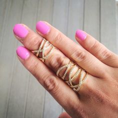 full finger ring Double Band Rings, Look Attractive, New In Fashion, Gold Ring Designs, Sparkle Jewelry