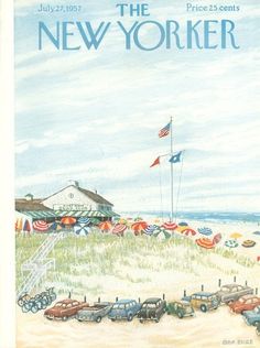 the new yorker magazine cover with cars parked on the beach