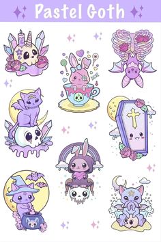 an image of pastel goth stickers