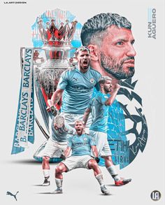 the manchester city players are depicted in this graphic art poster for the barclay cup final match