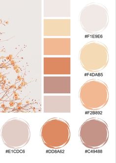 the different shades of peach and brown are shown in this color palette, with each one being