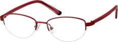 A stainless steel half-rim frame with comfortable acetate temples. | Zenni Women's Oval Prescription Glasses Half-Rim Red Plastic Frame Zenni Glasses, Funky Characters, Half Rim Glasses, Glasses Inspiration, Funky Glasses, Oval Glasses, Oval Eyeglasses, Red Glasses, Zenni Optical