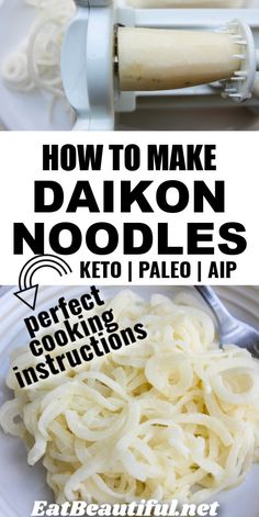 how to make daikon noodles in an air fryer with instructions on the side