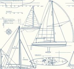 a blueprint drawing of a sailboat