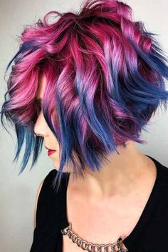 Pink And Blue Hair, Funky Hair, Super Hair, Funky Hairstyles, Fun Hair, Trendy Hair Color, Hair Shades