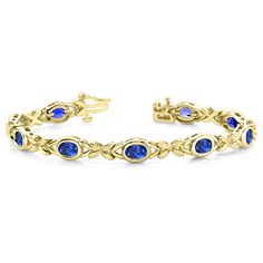 14k Yellow Gold-0.76 cctw 7x5 mm-AAAA Tanzanite Bracelet, Tanzanite Gemstone, Bracelet Style, Rose Gold Bracelet, Blue Gemstones, Metal Color, Gold Yellow, Bracelet Sizes, 18k Rose Gold