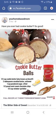 an ad for cookies and butter balls on the app store's facebook page is shown