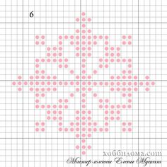 a cross stitch pattern with pink dots