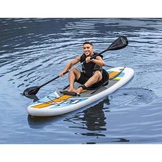 Hydro-Force White Cap Inflatable Stand Up Paddle Board, 10' x 32 x 4 | Inflatable SUP for Adults & Kids | Converts into Kayak | Complete Kit-Outdoors-Gullebica Kayak Seats, Drop Stitch, Stand Up Paddle Board, White Caps, Paddle Board, Paddle Boarding