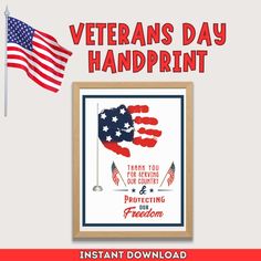 an american flag with the words veterans day handprint