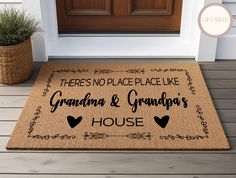 there is no place like grandma and grandpa's house door mat on the porch