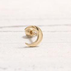 14K 18K Crescent Solid Gold Cartilage, Conch, Helix, Tragus, Lobe Ear Piercing Earring-18g/ 1pcs Moon Crescent, Plugs Earrings, Ear Piercing, Tiny Flowers, New Moon, Tragus, Conch, Helix, 18k Rose Gold