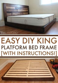 an easy diy king platform bed frame with instructions