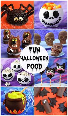 a collage of halloween treats and decorations