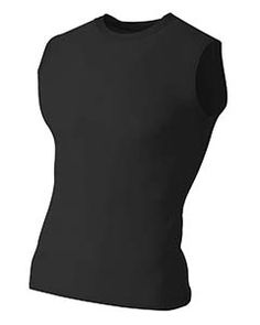 Youth Sleeveless Compression Muscle T-Shirt - BLACK - S | A4 Athletic Youth Sleeveless Compression Muscle T-Shirt in Black Size Small | Polyester/Spandex Blend A4 No Sleeve Shirt, Muscle Shirt Women, Fitted Sports Vest With Crew Neck, Fitted Crew Neck Workout Vest, Muscle Shirts Mens, Fitted Black Muscle Tee With Crew Neck, Fitted Crew Neck Tank Top For Sports, Crew Neck Workout Vest Top, Basic Solid Sleeveless Top