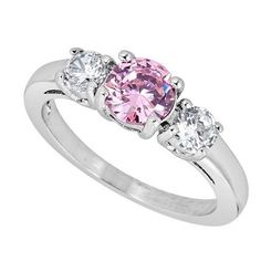 three stone pink sapphire and diamond ring