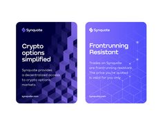 two business cards with the words crypt options simplified and synctax on them