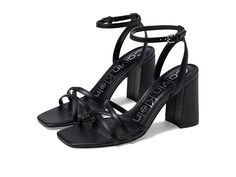 Calvin Klein Qalat - Women's Shoes : Black : Walk in with easy and breezy look wearing Calvin Klein Qalat heels. Synthetic upper and lining. Man-made insole. Adjustable ankle strap buckle closure. Block heels. Brand name embossed on the footbed. Open square toe design. Synthetic outsole. Imported. Measurements: Heel Height: 3 1 2 in Weight: 9 oz Product measurements were taken using size 8.5, width M. Please note that measurements may vary by size. Kpop Concert Outfit, Clavin Klein, Ck Calvin Klein, Beads Bracelet Design, Calvin Klein Shoes, Black Shoes Women, Womens Shoes High Heels, Toe Designs, Womens Calvin Klein