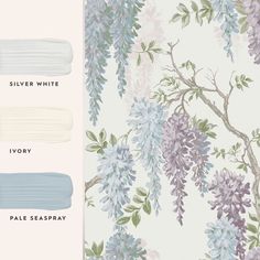 an image of paint swatches with flowers on the wall and in different shades to choose from