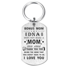 a dog tag that says,'don't make a mom love you for being the