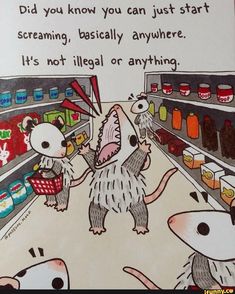 two mice in a grocery store are talking to each other about what they're doing