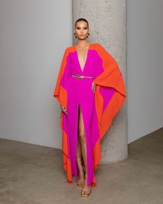 Eliza Halston Kaftan, Lux Loungewear, Kimono Fashion Summer, Kaftan Designs, Mode Abaya, فستان سهرة, Orange And Pink, Looks Chic, Colorful Fashion