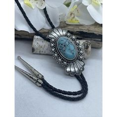 Silver Turquoise Black leather Bolo Tie Wedding Rustic Western Cowboy Ranch wear - Picture 1 of 10 | Bolo ties wedding Cowboy Ranch, Ranch Wear, Mens Silk Ties, Bolo Ties, Wedding Rustic, Wedding Ties, Bolo Tie, Mens Neck Ties