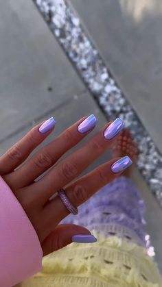 Nails Ibiza Nails, Greece Nails, Gel Ideas, Purple Chrome Nails, Cruise Nails, Chrome Nails Designs, Lavender Nails, Purple Nail, Her Nails