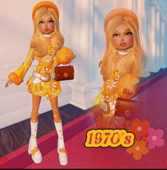 Dress to impress 1970s inspo  @spritzdti on tiktok 1970s Dress To Impress, Hard Themes In Dress To Impress, Dti Decades, Decades Dress To Impress, Itgirl Outfit, Dti Characters, Pretty Halloween Costumes