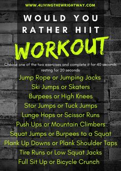 a poster with the words would you rather hit workout? and an image of a brick wall