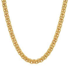 The 18k Gold Plated Bismark Mesh Necklace is a unique and beautifully intricate chain. A detailed double stranded necklace that creates sleek lines with beautifully intricate and symmetrical links. Wear it alone or pair with our other chain bracelets to create a coordinated look of your own. All our jewelry is made of high-quality materials, using advanced coating technology to ensure that it won't tarnish after a long-term use. Formal Stainless Steel Chain Necklace, Metal Wheat Chain Link Necklace, Formal Double Strand Chain Necklace, Formal Metal Double Chain Necklace, Yellow Gold Stainless Steel Link Chain Necklace, Formal Double Strand Metal Chain Necklace, Gold Wheat Chain Necklace In Stainless Steel, Gold Double Strand Curb Chain Necklace, Gold Stainless Steel Necklace With Wheat Chain