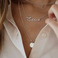 🌟 Create Your Signature Style with the Personalized Name Necklace🌟 ✨ A Palette of Precious Metals: Choose from the opulent Gold, the timeless Silver, or the romantic Rose Gold. This customizable necklace is not just an accessory; it's your statement, your identity, and your signature. With an 18" chain (and an adjustable 16" option), this necklace is the perfect canvas for your name or a special message. Elegant Silver Necklace For Personalized Gift, Elegant Nameplate Charm Necklace For Mother's Day, Elegant Customizable Charm Necklaces For Anniversary, Elegant Personalized Charm Necklace As A Gift, Custom Name Silver Jewelry, Elegant Silver Jewelry With Custom Name, Elegant Customizable Initial Necklace For Mother's Day, Elegant Personalized Necklace, Classic Necklace For Personalized Gift