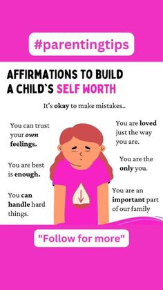 a poster with the words affirmations to build a child's self worth