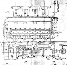 a drawing of an engine with four cylinders