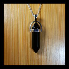 Black Onyx Crystal Pendant With Sterling Silver Cable Chain, 925 Stamped. Pendant: Approx 1 1/2" Chain: 20"/51 Cm Thickness 1.2 Mm Material: Pendant- Black Onyx, Silver-Plated Alloy Bail. Chain- 925s Sterling Silver Black Onyx Crystal Necklace, Preppy Necklaces, Black Onyx Crystal, Turquoise Accessories, Solid Necklace, Fluorite Necklace, Metal Choker, Onyx Crystal, Candy Necklaces