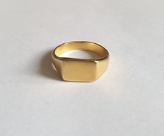 Gold signet ring, signet ring women, gold pinky ring, pinky ring women, rectangle signet ring This gold signet ring is just the perfect, classic pinky ring for women. The gold pinky ring is square and minimalist and simply right for your finger. The signet ring was handmade from start to finish by carving in wax, and later casted in different metals. The pinky ring is available both in 14k, nickel free, gold plating over brass or sterling silver base. I also offer this ring in 14k solid gold yel Rectangular 14k Gold Signet Ring Gift, Minimalist 14k Gold Rectangular Signet Ring, Simple Yellow Gold Signet Ring For Promise, Minimalist Rectangular Tarnish Resistant Signet Ring, Rectangular Minimalist Tarnish-resistant Signet Ring, Rectangular 14k Gold Signet Ring For Wedding, Simple Gold Signet Ring For Everyday, 14k Gold Rectangular Signet Ring For Wedding, Simple Yellow Gold Signet Ring Gift