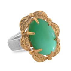 This gorgeous ring has been handmade in our workshops. It is embedded with a chrysoprase which is set in exquisite hand -engraved floral motifs. The ring is made in sterling silver coated with 24ct gold vermeil. It has a matching pendant, earrings and bracelet. This is a limited edition. Ring dimensions - 21mm x 18mm. We offer a full refund policy if you are not 100% delighted with your purchase. Chrysoprase Ring, Award Winning Jewelry, Contemporary Ring, Silver Coat, Jewellery Uk, Handmade Rings, Hand Engraving, Pendant Earrings, Womens Jewelry Rings