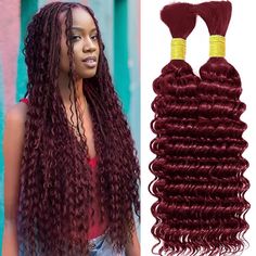 PRICES MAY VARY. 99J braiding hair：The deep wave bulk human hair no weft is made of 100% unprocessed Brazilian virgin human hair, cut from single young healthy woman, bouncy and glossy. Advantages of Bulk Hair: Different From the General Hair Extensions that is no weft no track, soft , bouncy, shiny , natural looking, no smell , no Chemicals with no tangles or splits, easy to maintain Length and weight of bulk human hair： The length of human hair bulk is from 16’’ to 28’’, and the weight is 50g bundle. If you like full head braids, we recommend you purchase 3-4 bundles. Wear & Go Glueless Wig: Nothing Needs to Process Before You Install It. Can Be Weared Within 15S. No Glue,No Gel,No Spray, No Skills Needed, Super Easy To Put On And Take Off, Save Time & Money. Beginner Friendly. High Qual Human Hair For Braiding, Human Braiding Hair, Boho Braids, Braiding Hair, Deep Wave, Hair Extensions, Human Hair, Braids, Human