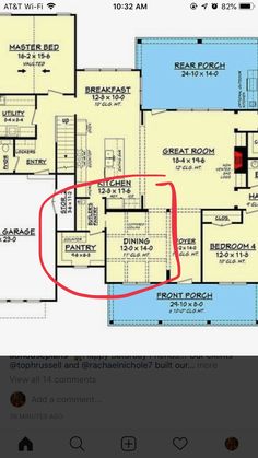 the floor plan for this house is shown with red arrow pointing to the second story