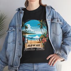 Hawaii Paradise Beach T-shirt, Hawaii Vacation, Beach Shirt, Gift For Hawaii Lovers, Vacation Shirt, Hawaii Shirt is unisex heavy cotton tee is a t-shirt that designed for travelers who love travel and will be traveling or on vacation on Hawaii. This vacation shirt can be used as a travel gift ot adventure gift t-shirt or a holiday gift t-shirt. Suitable for women and girls or men and boys. The design is cool and quite attractive on a t-shirt that is comfortable to wear and at an affordable price. There are 10 colors available with 8 sizes, namely: S, M, L, XL, 2XL, 3XL, 4XL and 5XLat affordable prices and competitive with others and in 10 colors. Made in Uk Hawaiian Crew Neck Shirt For Vacation, Tropical Crew Neck Shirt With Graphic Print, Vacation Graphic Print Crew Neck Shirt, Vacation Graphic Print Shirt With Crew Neck, Vacation Crew Neck Shirt With Graphic Print, Vacation Hawaiian T-shirt With Letter Print, Hawaiian Letter Print T-shirt For Vacation, Hawaiian Style Letter Print T-shirt For Vacation, Vacation Surfing T-shirt With Crew Neck