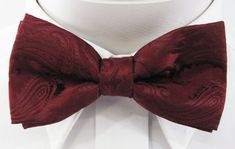 Mens Bowtie Burgundy Wine Paisley PreTied Mans Bow Tie Pre Tied Pre-tied Bow Tie, Classic Bow Tie With Adjustable Ties, Elegant Formal Bow Tie With Adjustable Ties, Elegant Bow Tie With Adjustable Ties, Elegant Fitted Bow Tie With Adjustable Ties, Elegant Bow Tie With Adjustable Ties As Gift, Elegant Gift Bow Tie With Adjustable Ties, Mens Bowtie, Neck Bow