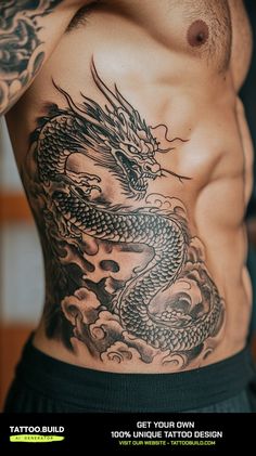 a man with a dragon tattoo on his chest