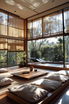 Japanese Forest House, Japanese Modern Architecture, Japanese Modern Interior, Zen Style Interior Design, Zen Apartment, Zen House Design, Zen Style Interior, Modern Japanese Design, Zen Minimalism