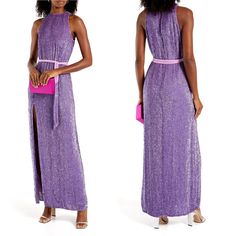 Dress Chiffon Sequins Velvet Trims Detachable Waist Tie Front Split Fully Lined Button-Fastening Keyhole At Back Concealed Zip Fastening Along Back Non-Stretchy Fabric Mid-Weight Fabric Dry Clean Brand New, With Tags. No Flaws. Open To Offers Glamorous Purple Maxi Dress For Wedding, Glamorous Purple Maxi Dress For Formal Occasions, Glamorous Purple Evening Gown, Glamorous Purple Maxi Dress For Party Season, Purple Maxi Dress For Party Season, Purple Evening Party Gown, Purple Maxi Dress For Wedding Party Season, Purple Long Evening Dress, Purple Maxi Evening Dress For Party Season