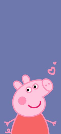 peppa pig with hearts floating out of it's mouth