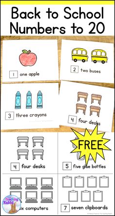 back to school numbers to 20 printable worksheet for kids with pictures on them