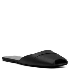 Black satin flats from The Row. The Milla flats are made of satin with a square peep toe and flat leather sole in smooth polished leather.Leather soleTrue to sizeMade in Italy Black Satin, The Row, Satin, Leather, Black