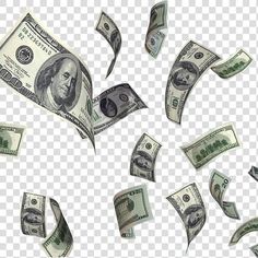 dollar bills falling down into the air on a transparent background png clipart free for personal use